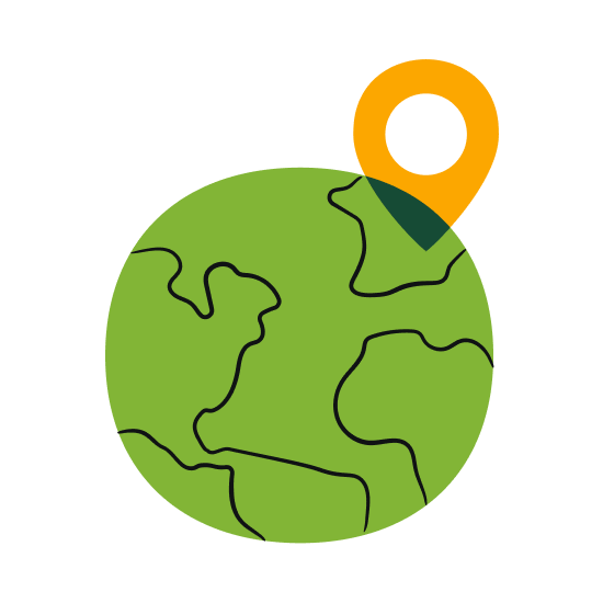 Illustration of a globe with a pinpoint